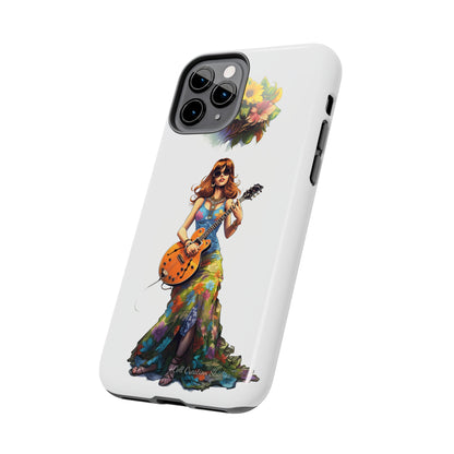 Introducing the "Hippie Chick Groove" Cell Phone Case – Retro Vibes and Musical Delight -Tough Phone Cases