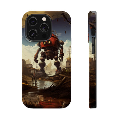 Introducing the "Urban Encounter" Cell Phone Case – Witness the Epic Convergence of Man and Giant Robot -MagSafe Tough Cases