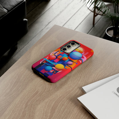 The "Geometric Red Background" Cell Phone Case- Upgrade Your Phone's Aesthetics -Tough Cases