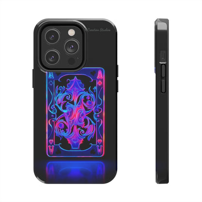 Introducing the "Neon Ace of Hearts" Cell Phone Case – Elevate Your Style with a Dazzling Card -Tough Phone Cases