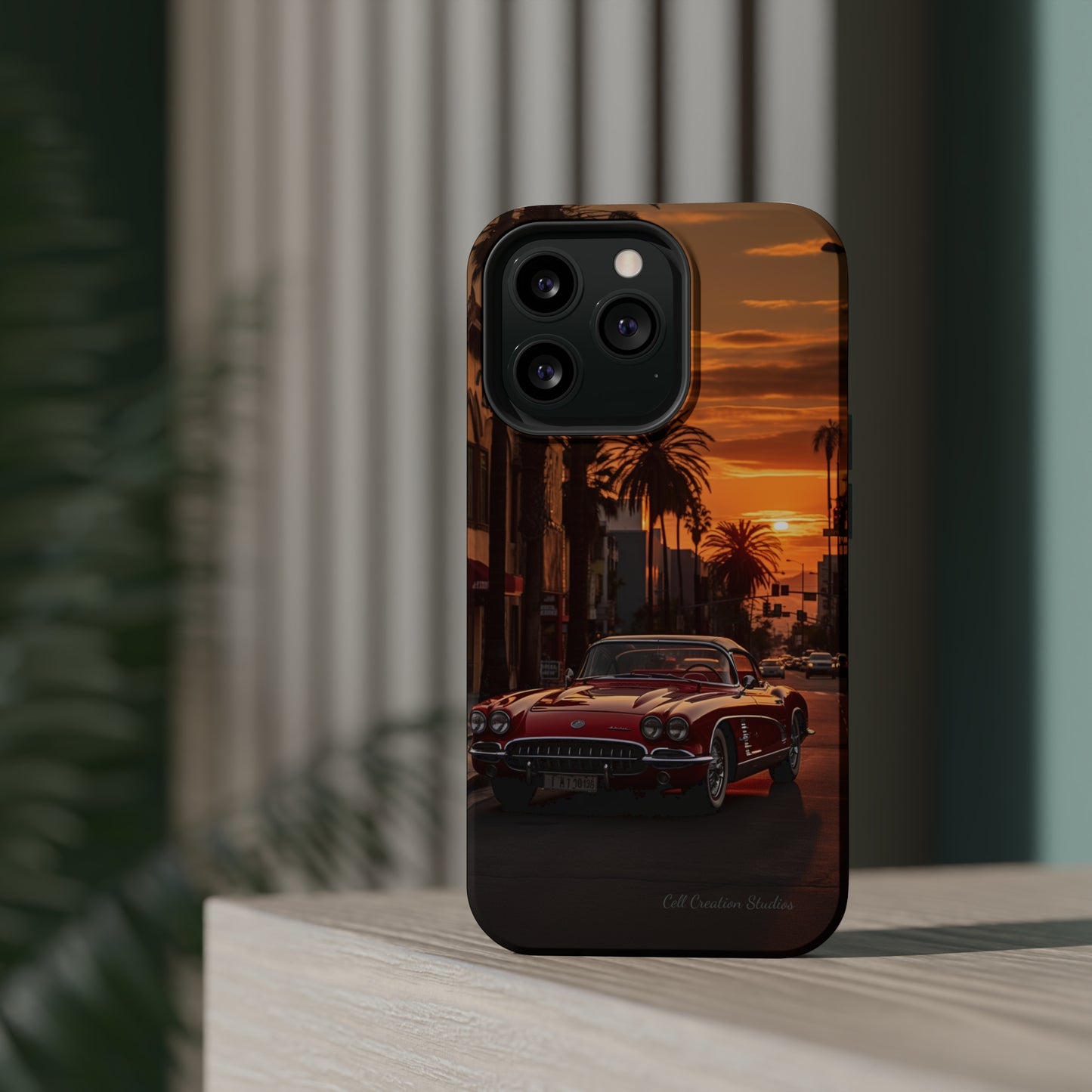 "Sunset Boulevard Classic Red Car" Cell Phone Case -MagSafe Tough Cases