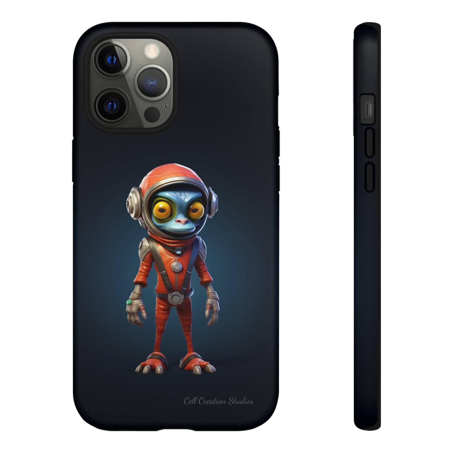 The "AstroGuard" Animated Blue Alien Astronaut Phone Case -Tough Cases