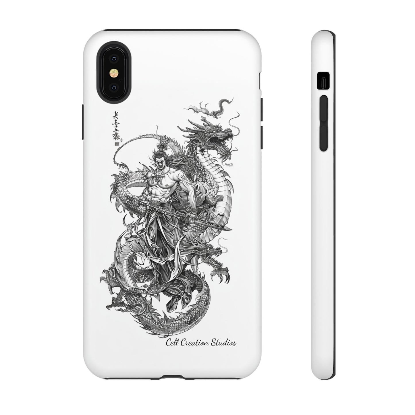 "Samurai and Dragon Sketch" -Tough iPhone Cases