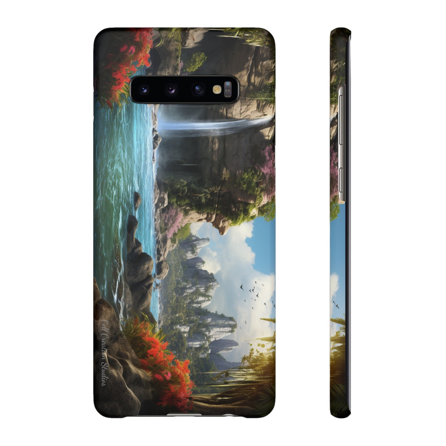 Introducing the "Nature's Cascade" Cell Phone Case – Capture Majestic Beauty with Rock Cliffs and Waterfall! -Snap Cases