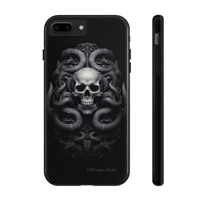 Introducing the "Monochrome Skull and Snakes" Cell Phone Case – A Bold Statement -Tough Phone Cases