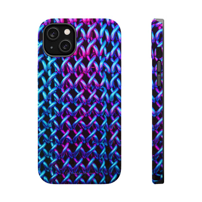 Introducing the "Neon Chainlink Glow" Cell Phone Case – Illuminate Your Style with Vibrant Chain Pattern Design -MagSafe Tough Cases