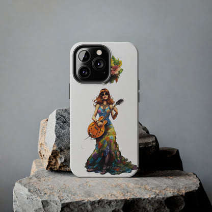 Introducing the "Hippie Chick Groove" Cell Phone Case – Retro Vibes and Musical Delight -Tough Phone Cases