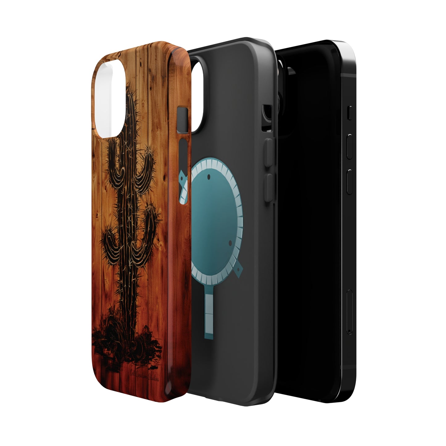 "Desert Vibes Cactus Burnt Wood Design" Phone Case -MagSafe Tough Cases