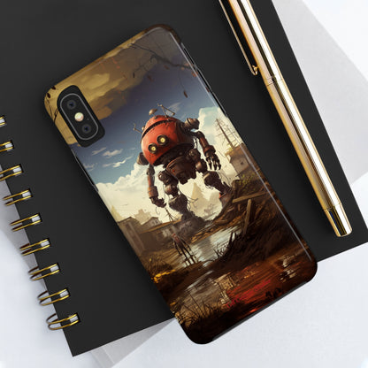 Introducing the "Urban Encounter" Cell Phone Case – Witness the Epic Convergence of Man and Giant Robot -Tough Phone Cases