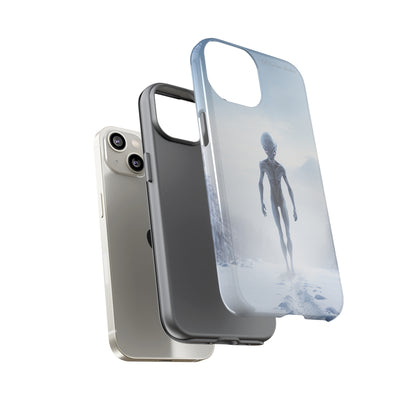 Introducing the "Frosty Extraterrestrial" Cell Phone Case – Embrace Alien Intrigue Amidst the Snowscape -Tough Cases