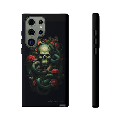 Introducing the "Serpentine Elegance" Cell Phone Case: Where Skulls and Snakes Intertwine -Tough Cases