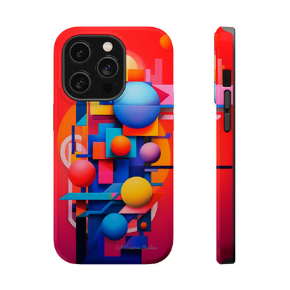 The "Geometric Red Background" Cell Phone Case- Upgrade Your Phone's Aesthetics -MagSafe Tough Cases