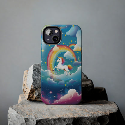 Introducing the "Rainbow Soar" Cell Phone Case – Embark on a Whimsical Journey with a Flying Unicorn -Tough Phone Cases