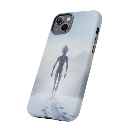 Introducing the "Frosty Extraterrestrial" Cell Phone Case – Embrace Alien Intrigue Amidst the Snowscape -Tough Cases