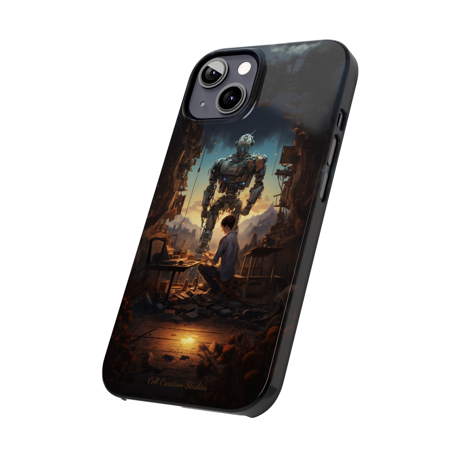 Introducing the "Mechanical Bond" Cell Phone Case – Witness a Captivating Moment of Giant Robot and Boy -Slim Phone Cases