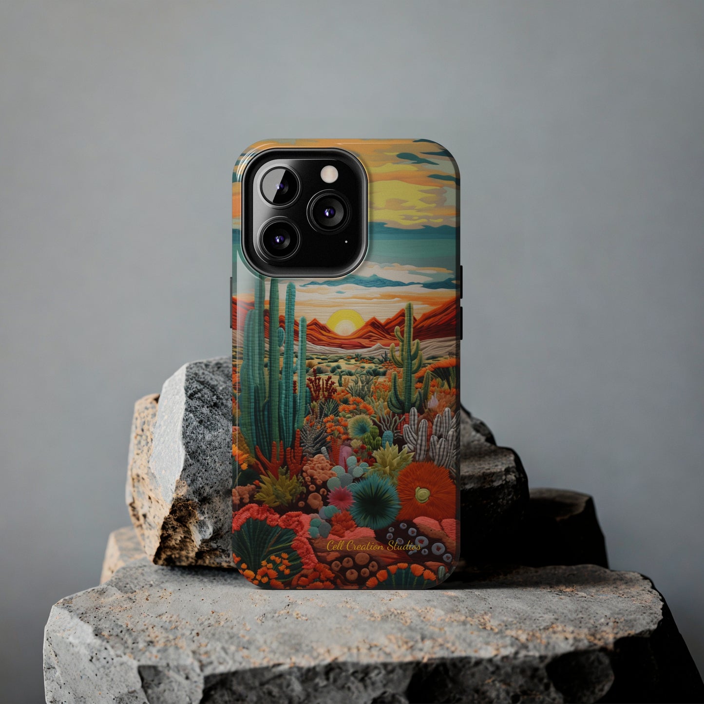 "Desert Bloom Embroidery" -Tough iPhone Cases