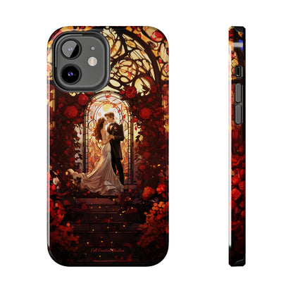 Introducing the "Stained Glass Love" Cell Phone Case – Capture the Romance of a Couple in Front of a Stained Glass Window -Tough Phone Cases