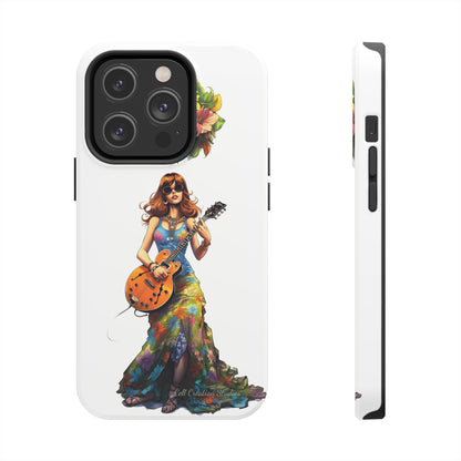 Introducing the "Hippie Chick Groove" Cell Phone Case – Retro Vibes and Musical Delight -Tough Phone Cases