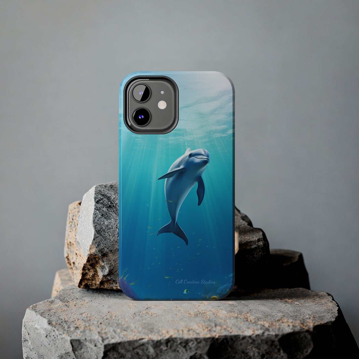 Introducing the "Dolphin Serenity" Cell Phone Case – Dive into Tranquility with a Graceful Dolphin -Tough Phone Cases