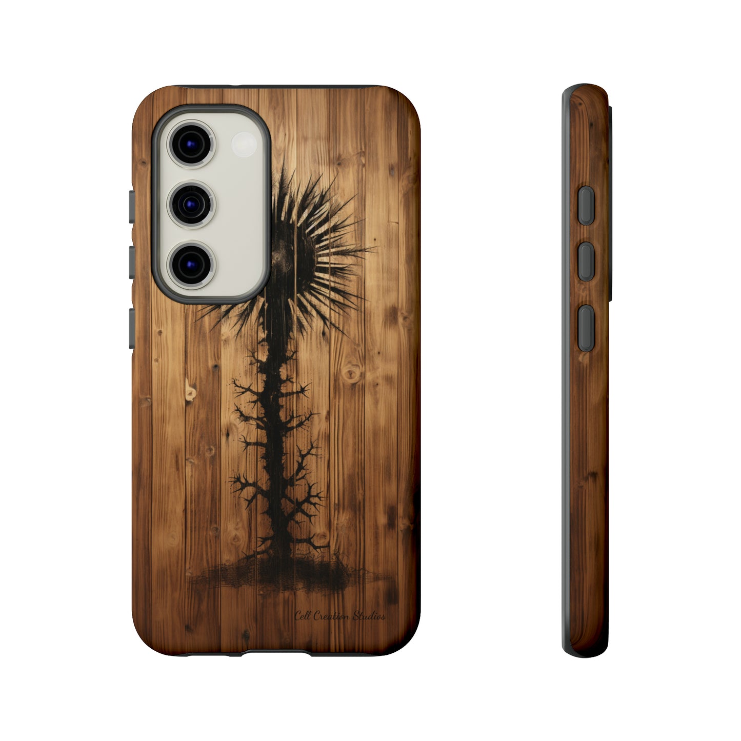 "Desert Plant on Wood Themed Phone Case: Embrace Nature's Beauty" -Tough Cases