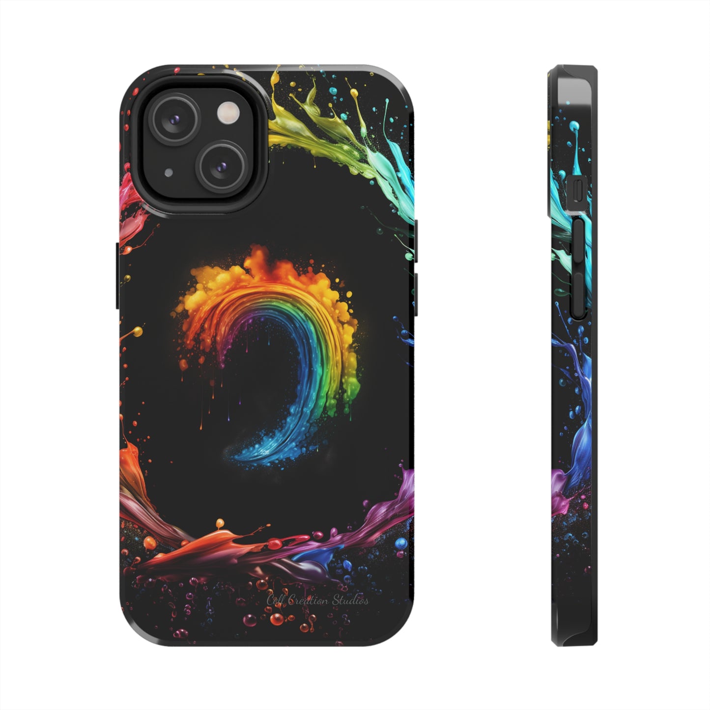 "Vibrant Swirls Painted on Black" Cell Phone Case -Tough Phone Cases