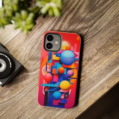 The "Geometric Red Background" Cell Phone Case- Upgrade Your Phone's Aesthetics -Tough Phone Cases