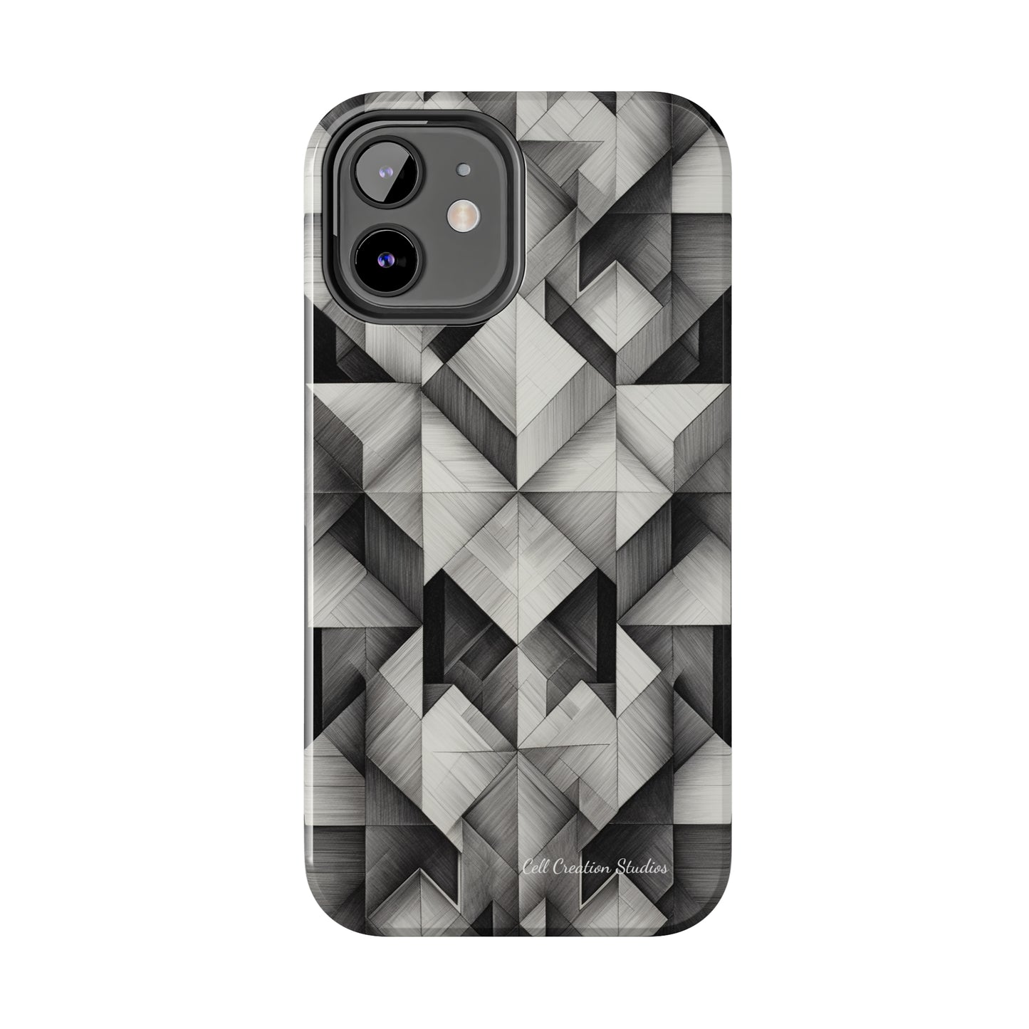 The "Black and White Geometric Pattern" Cell Phone Case- Elevate Your Phone's Style-Tough Phone Cases