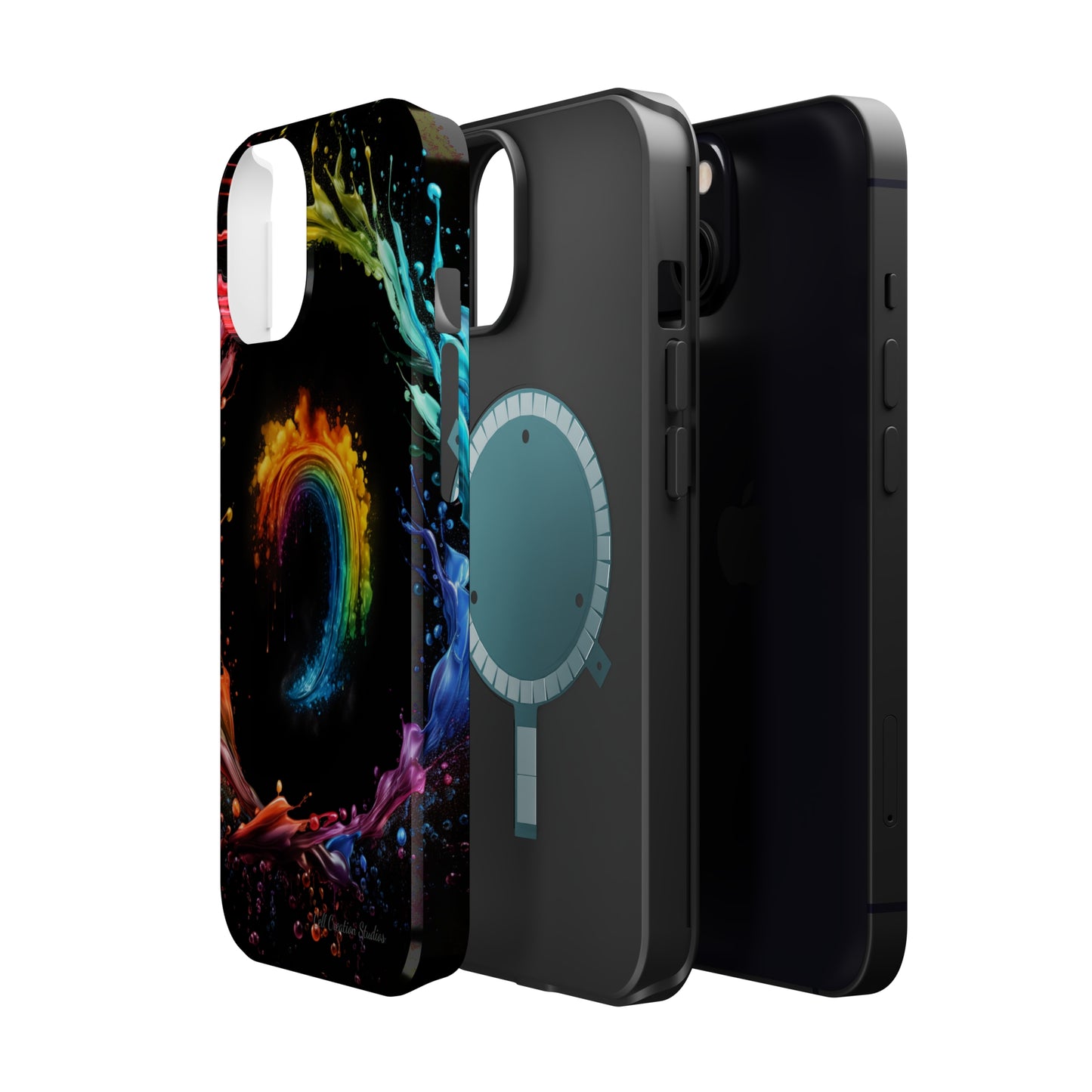 "Vibrant Swirls Painted on Black" Cell Phone Case -MagSafe Tough Cases