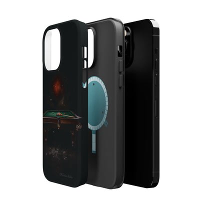 "Rack 'Em Up in Style: Pool Table-Themed Phone Case with Space Background" -MagSafe Tough Cases