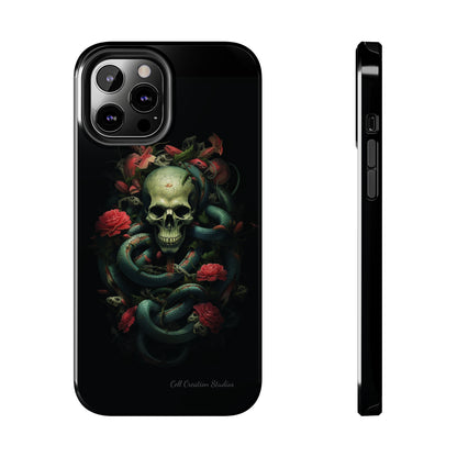 Introducing the "Serpentine Elegance" Cell Phone Case: Where Skulls and Snakes, Intertwine -Tough Phone Cases