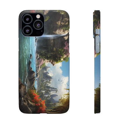 Introducing the "Nature's Cascade" Cell Phone Case – Capture Majestic Beauty with Rock Cliffs and Waterfall! -Snap Cases