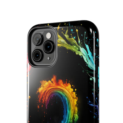 "Vibrant Swirls Painted on Black" Cell Phone Case -Tough Phone Cases