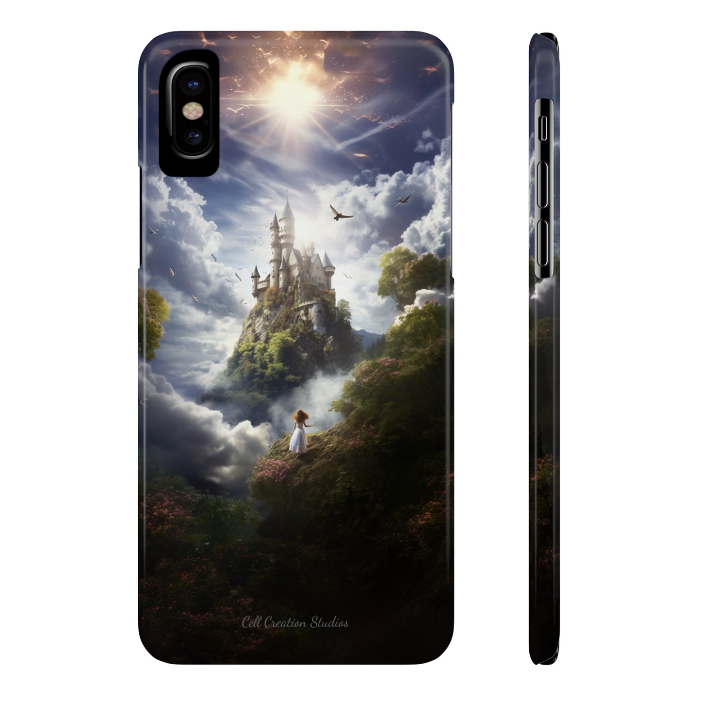 Introducing the "Enchanted Discovery" Cell Phone Case – Embark on a Journey of Magic with a Girl and a Magical Castle! -Slim Phone Cases