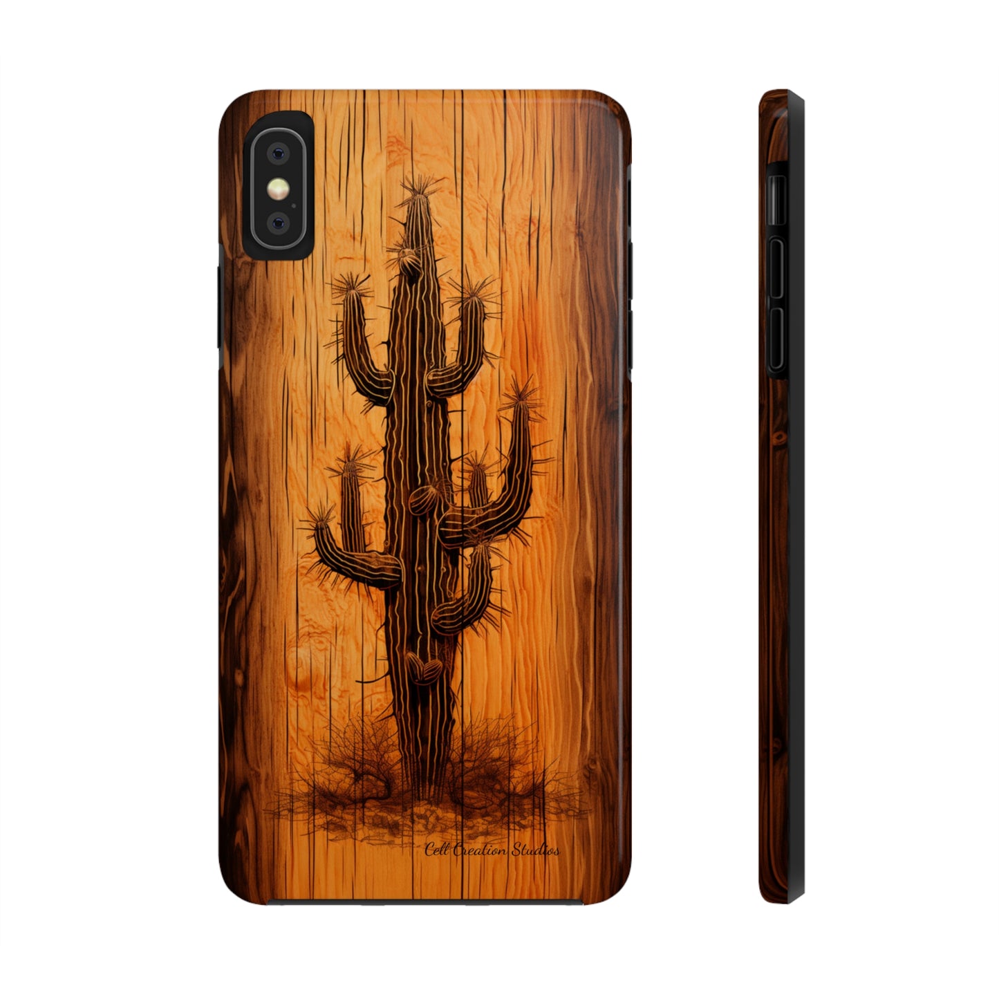 "Cactus Burnt Wood" Phone Case -Tough Phone Cases