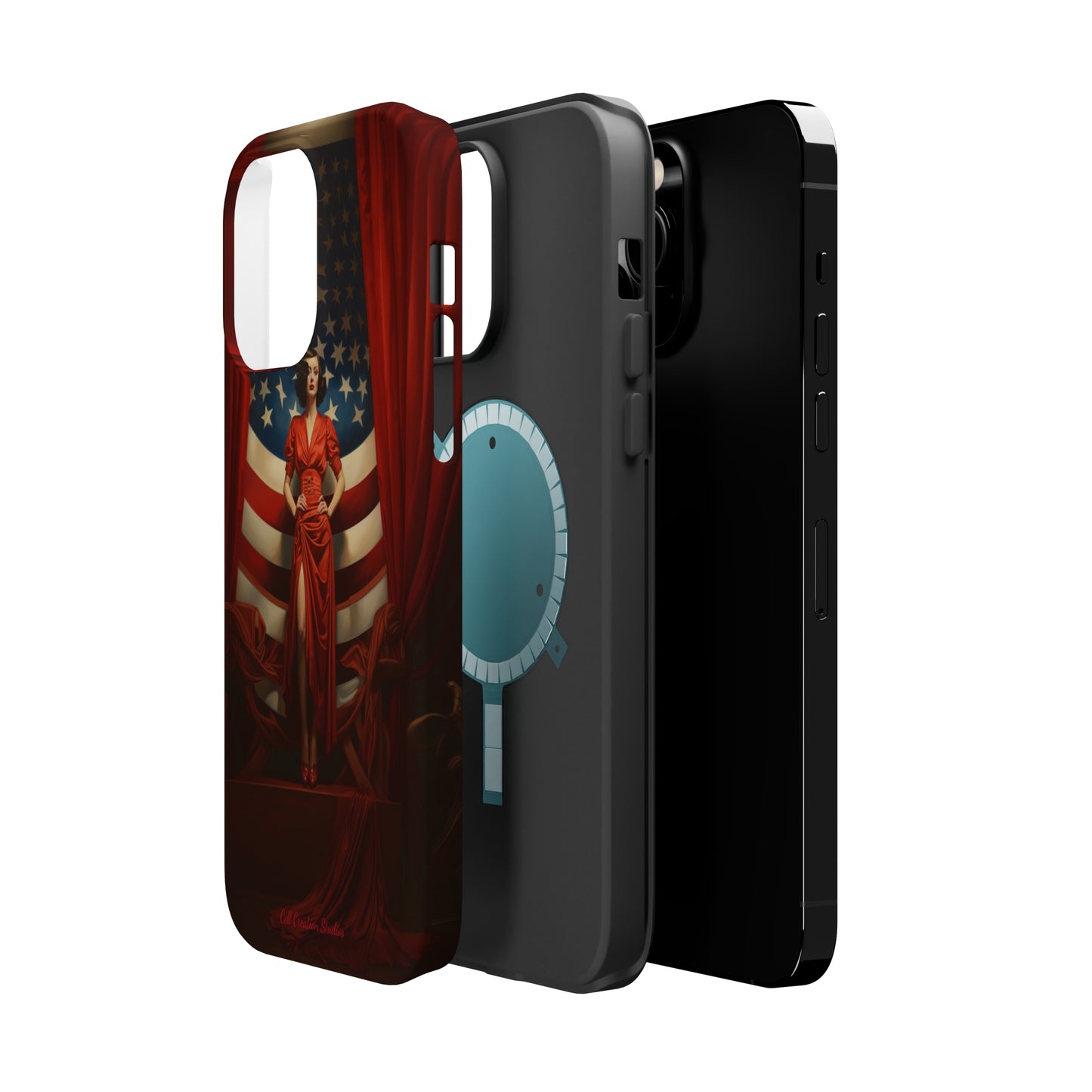 Introducing the "Vintage Glamour" Cell Phone Case – Step into 1920s Elegance with a Patriotic Twist! -MagSafe Tough Cases