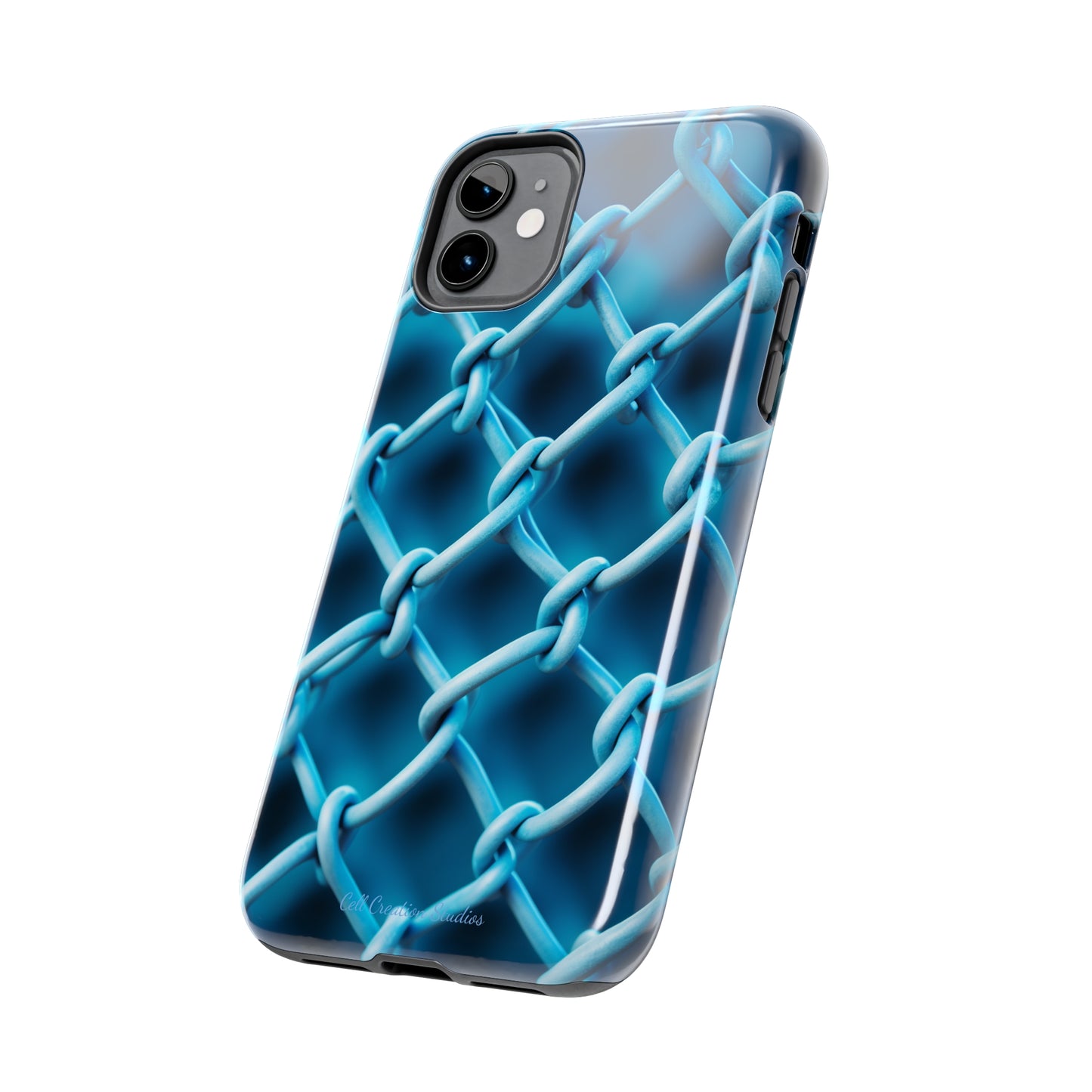 Introducing the "Elegant Chainlink" Cell Phone Case – Embrace Contemporary Style with Blue Chain Link Design -Tough Phone Cases