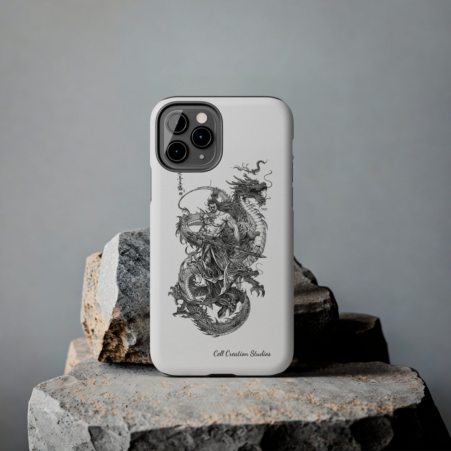 "Samurai and Dragon Sketch" -Tough iPhone Cases