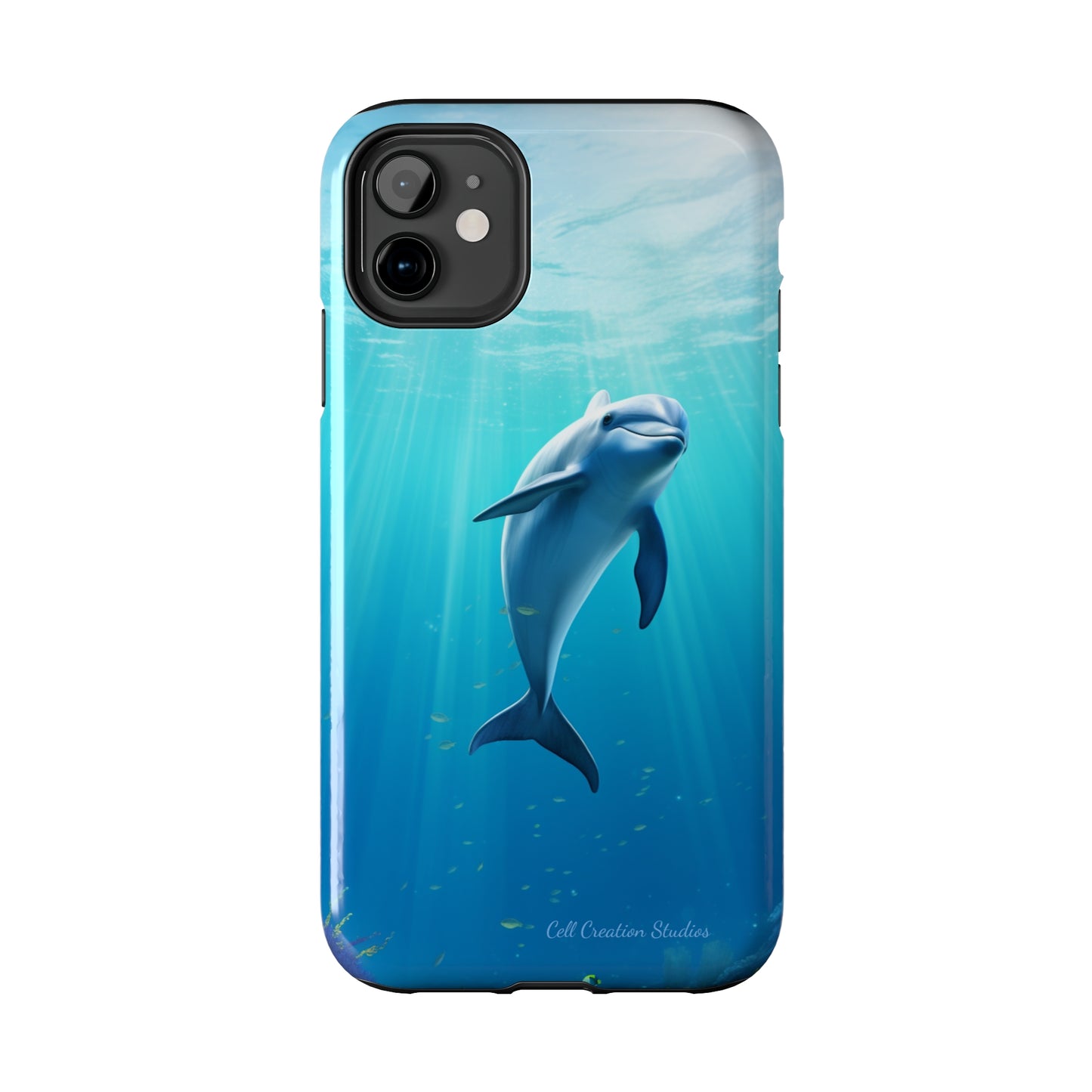 Introducing the "Dolphin Serenity" Cell Phone Case – Dive into Tranquility with a Graceful Dolphin -Tough Phone Cases