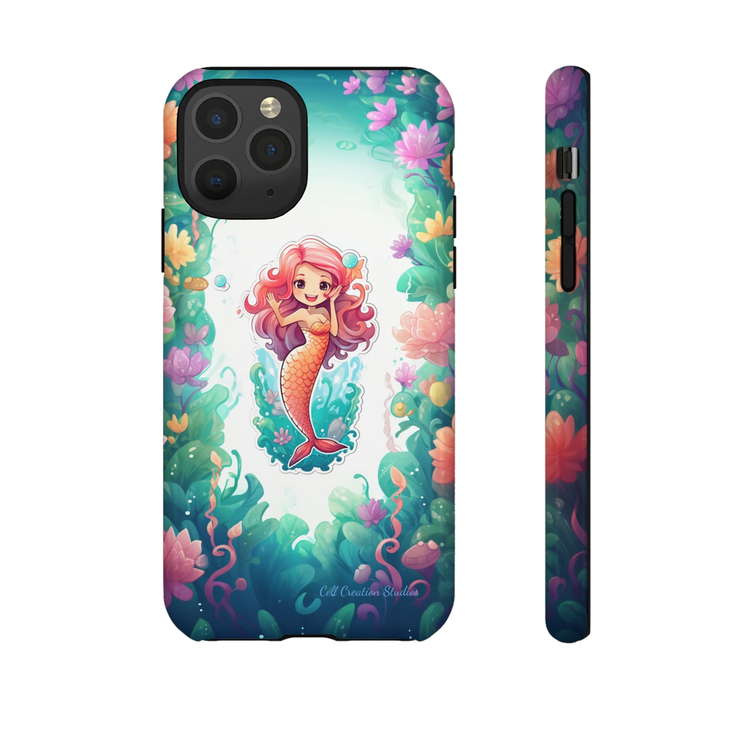 "Pink Seaflower Mermaid" -Tough iPhone Cases