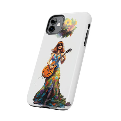 Introducing the "Hippie Chick Groove" Cell Phone Case – Retro Vibes and Musical Delight -Tough Phone Cases