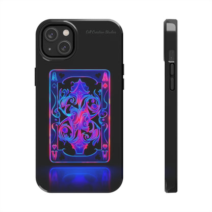 Introducing the "Neon Ace of Hearts" Cell Phone Case – Elevate Your Style with a Dazzling Card -Tough Phone Cases