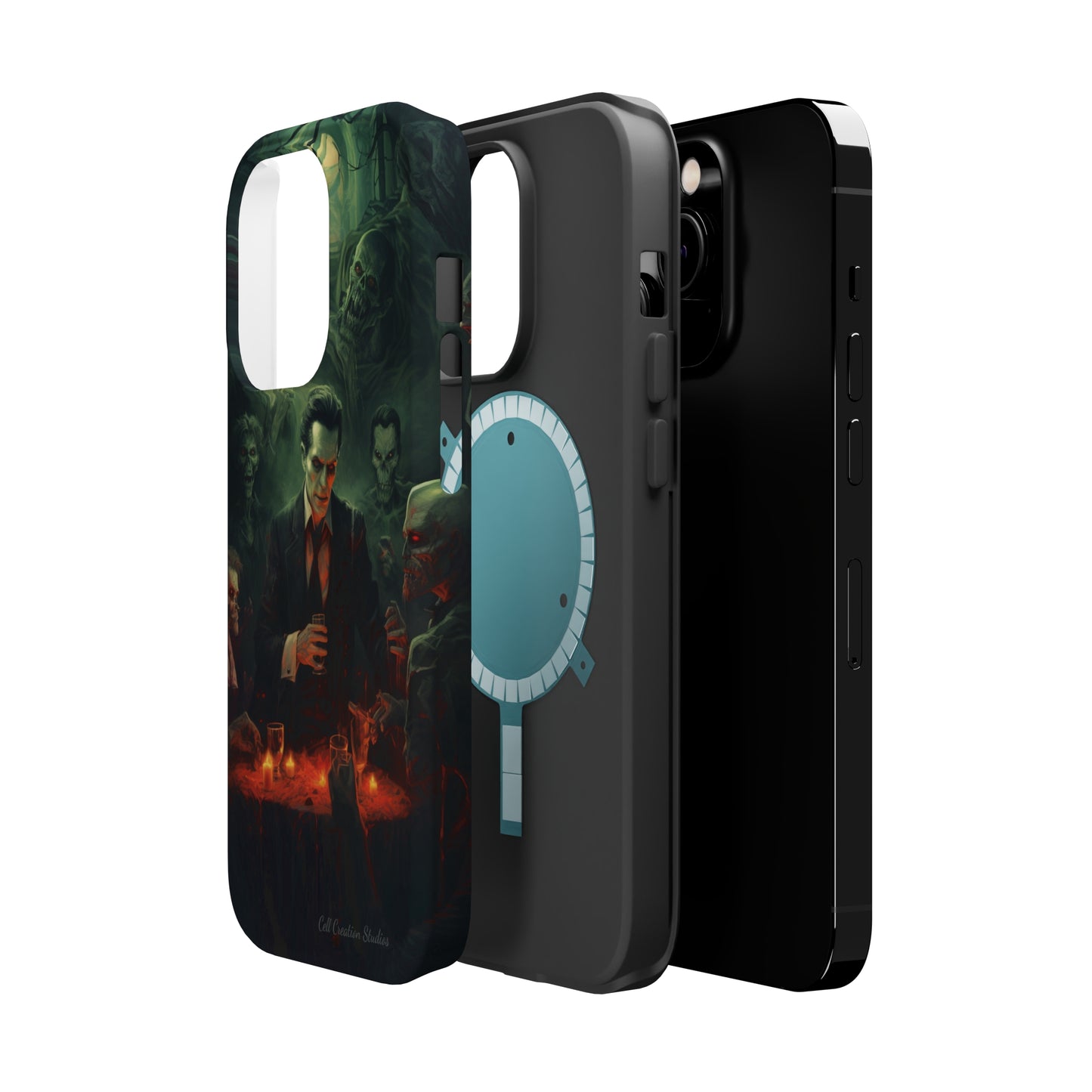 Introducing the "Dracula's Halloween Soiree" Cell Phone Case – Join the Spooky Gathering -MagSafe Tough Cases