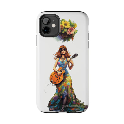 Introducing the "Hippie Chick Groove" Cell Phone Case – Retro Vibes and Musical Delight -Tough Phone Cases