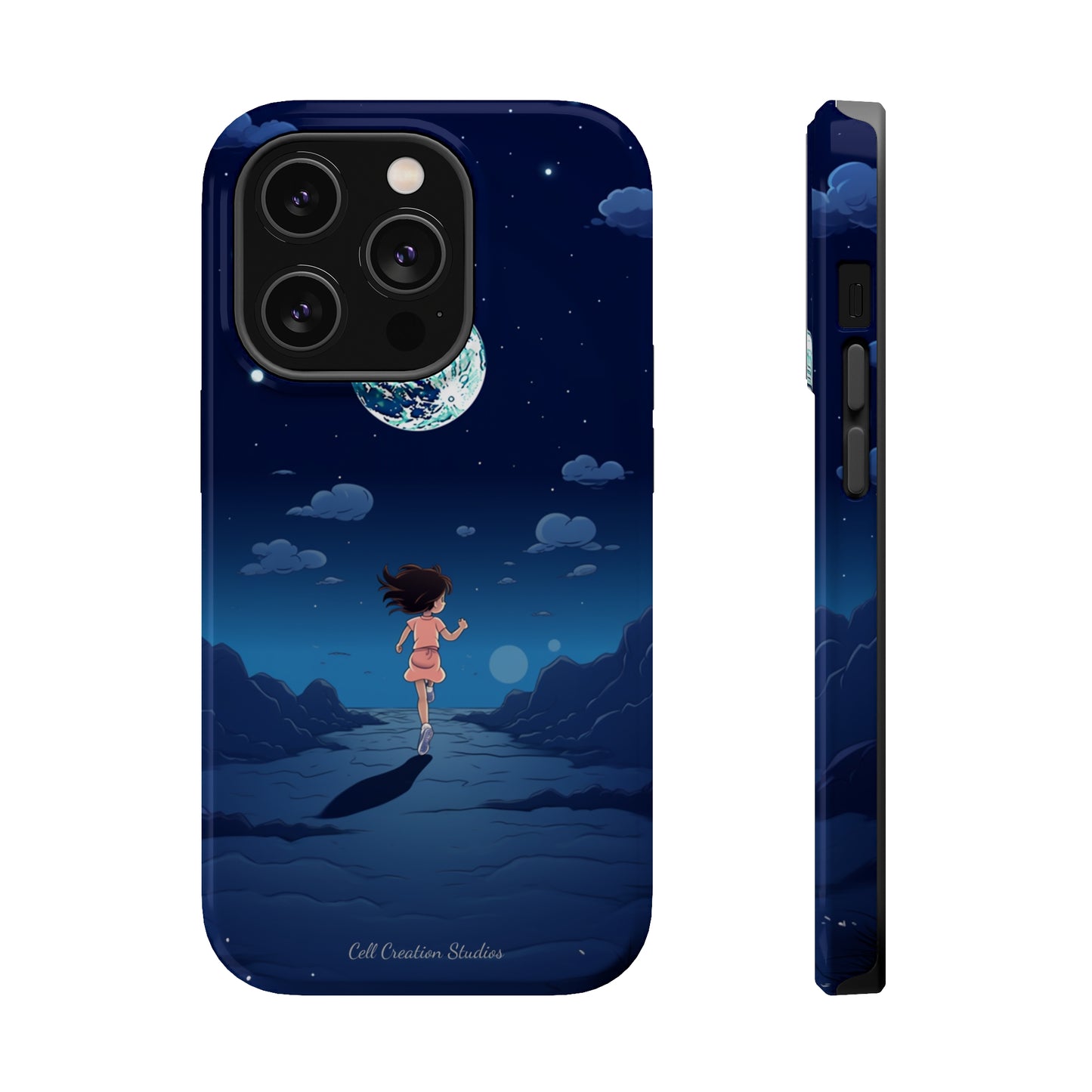 Introducing the "Moonlit Runner" Cell Phone Case – Embrace Adventure with a Captivating Lunar Design -MagSafe Tough Cases