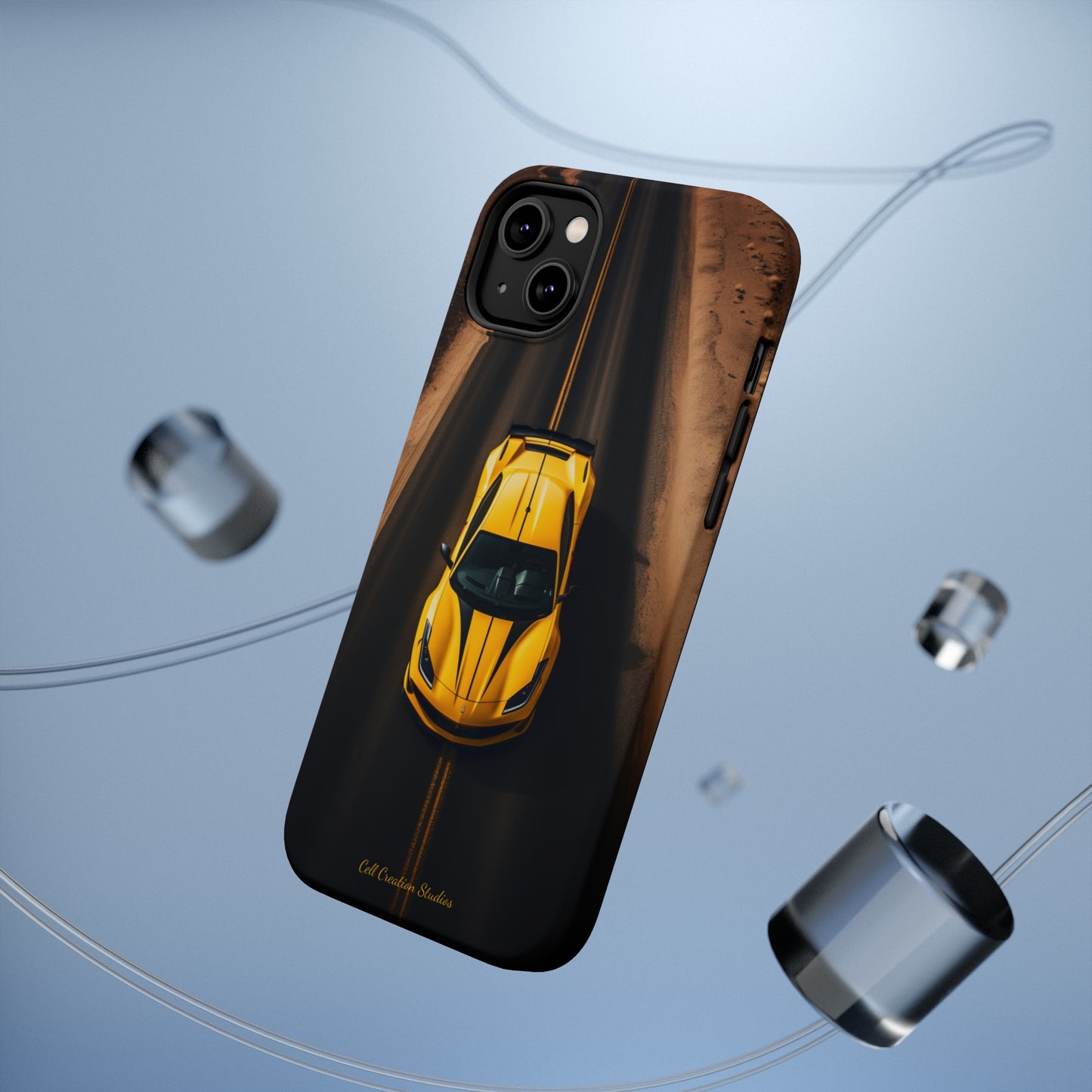 Introducing the "Desert Speedster" Cell Phone Case – Feel the Thrill of a Ferrari Racing through the Desert! -MagSafe Tough Cases