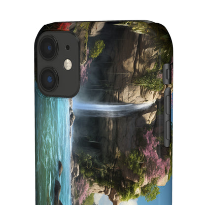 Introducing the "Nature's Cascade" Cell Phone Case – Capture Majestic Beauty with Rock Cliffs and Waterfall! -Snap Cases