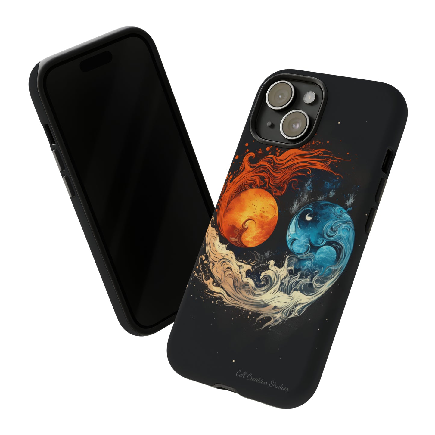 "Harmony in Contrast: Orange and Blue Yin and Yang" Phone Case -Tough Cases