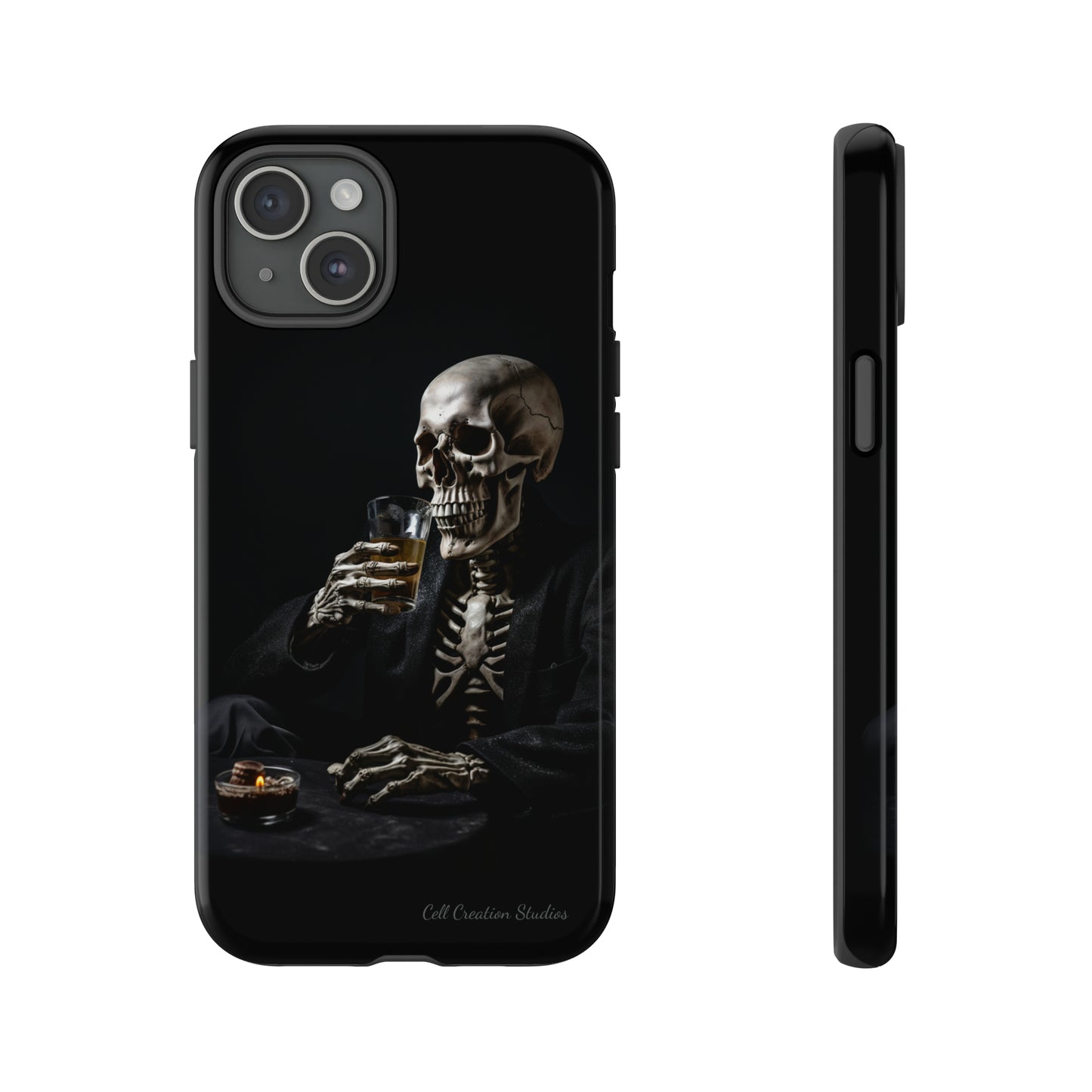 "Embrace the Dark Side with Our Skeleton Drinking Phone Case" -Tough Cases