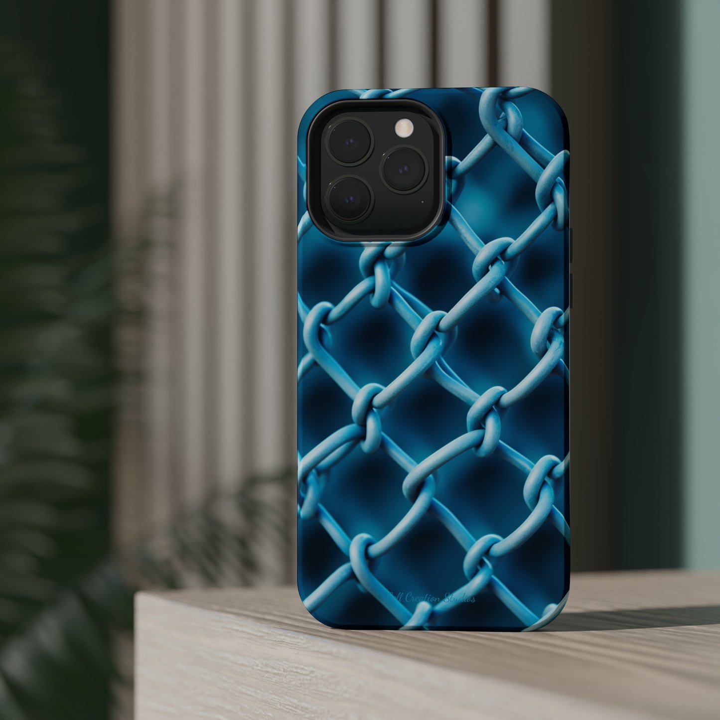 Introducing the "Elegant Chainlink" Cell Phone Case – Embrace Contemporary Style with Blue Chain Link Design -MagSafe Tough Cases