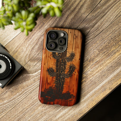 "Desert Vibes Cactus Burnt Wood Design" Phone Case -Tough Cases